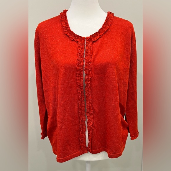 Joseph A Women's Drape Collar Coatigan Sweater Red Size 2X main image 0